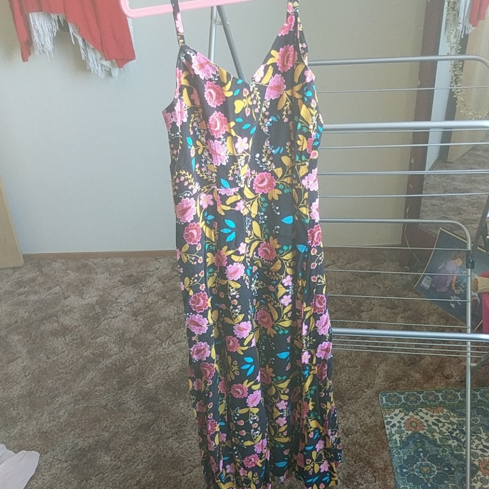Black floral dress with slit
